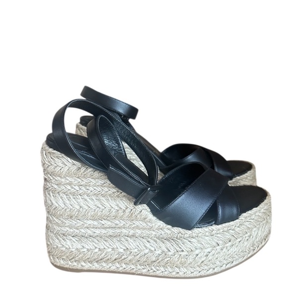 Christian Louboutin Mariza 130 NWT black leather wedges RETAIL 945 - Picture 5 of 10